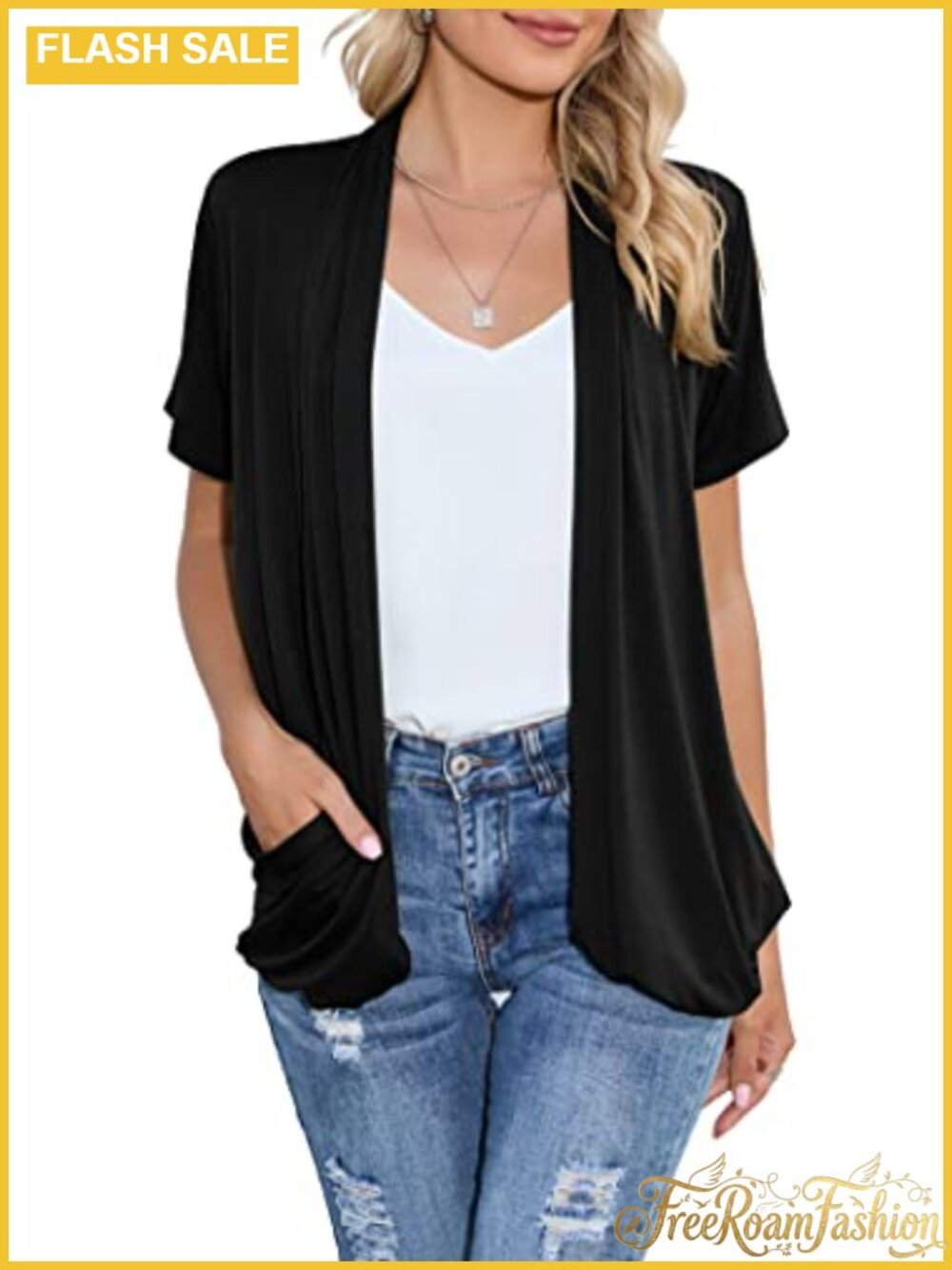 Open Front Cardigan Sweater Kimono Duster with Pockets